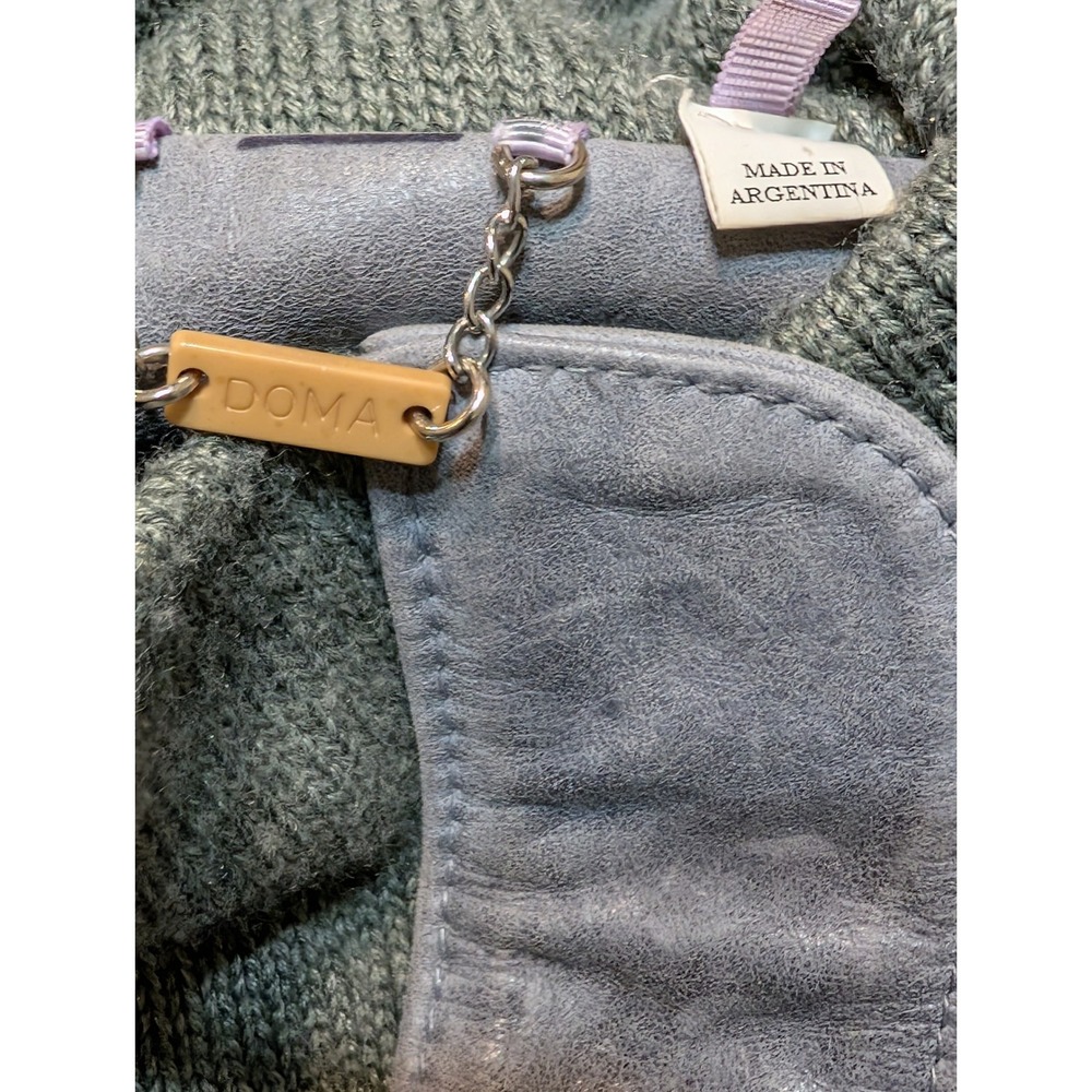 Elegant Gray Leather Jacket with Green Accents - Picture 6 of 6